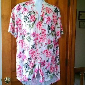 Show Me Your MuMu Brie Hi-Lo Robe O/S Pink White Floral No Tie Belt